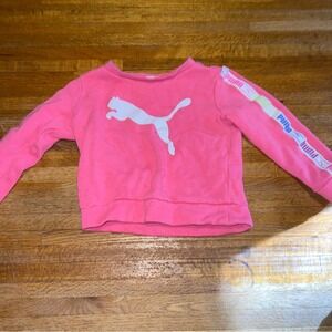 Puma‎ Girls 3T Pink White Logo Crew Neck Long Sleeve Pullover Sweatshirt